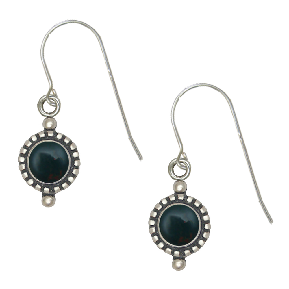 Sterling Silver Little Bloodstone Gemstone Drop Dangle Earrings